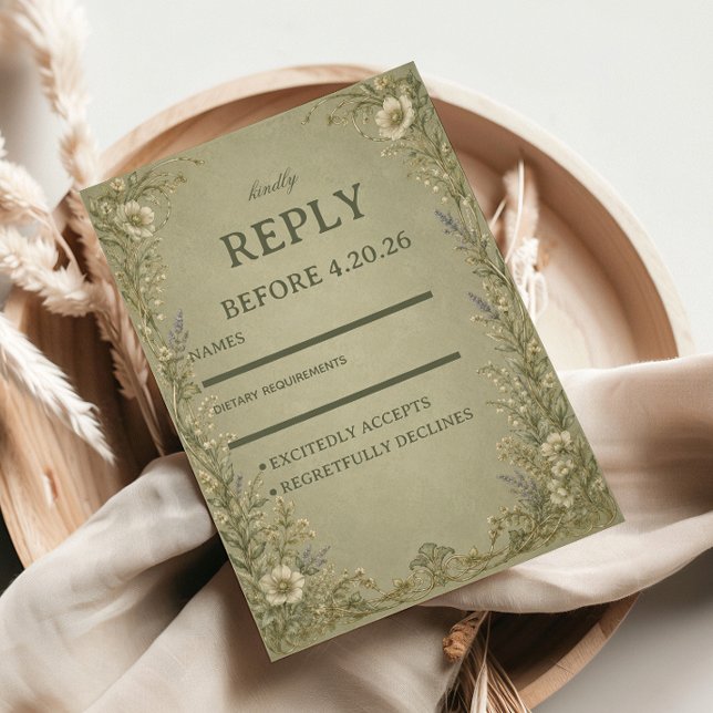 Cartons Réponse Fleur de Sauge Vintage (Créateur téléchargé)