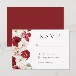 Cartons Réponse Fleur divine : Blancs & Rouge magnifique Mariage F