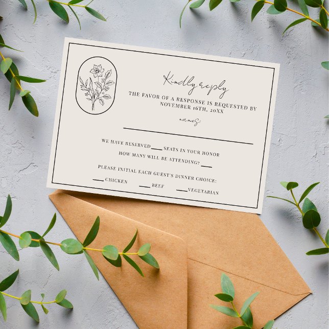 Cartons Réponse Fleur du Mois | Décembre | Mariage entièrement per (Créateur téléchargé)