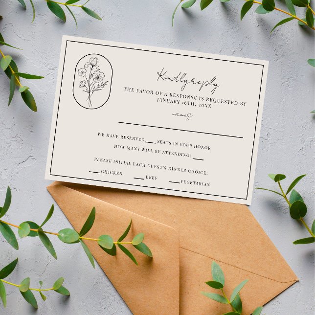 Cartons Réponse Fleur du Mois | Février | Mariage entièrement pers (Créateur téléchargé)