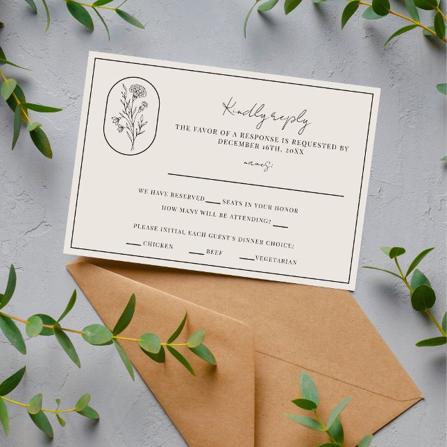 Cartons Réponse Fleur du Mois | Janvier | Mariage entièrement pers (Créateur téléchargé)