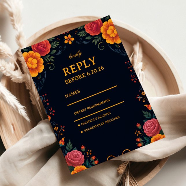 Cartons Réponse Fleur Élégante Folk Vintage (Créateur téléchargé)