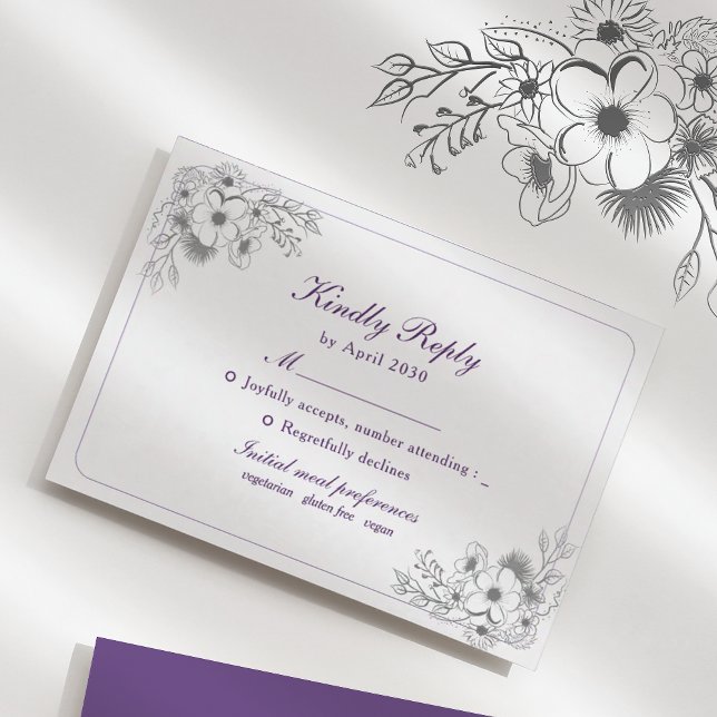 Cartons Réponse Fleur Élégante Violette (Créateur téléchargé)