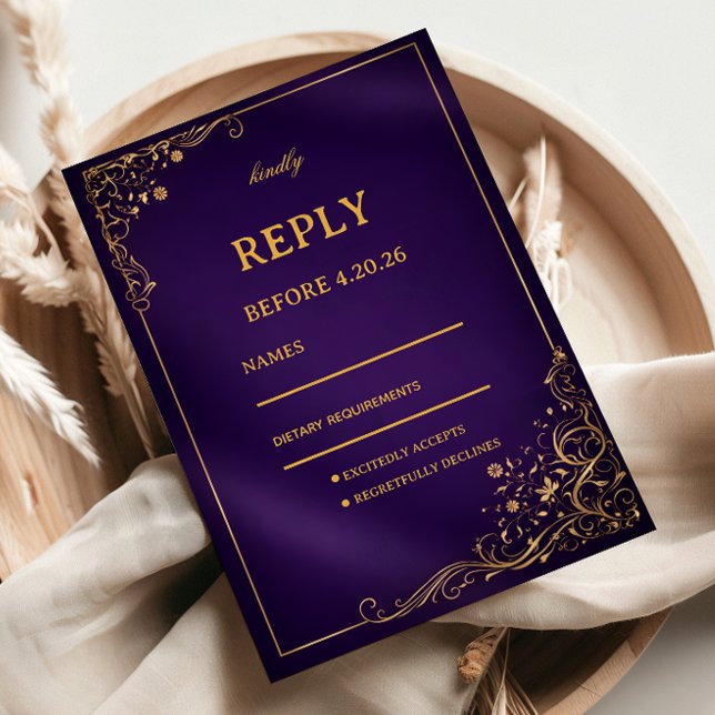 Cartons Réponse Fleur Royal Pourpre Or (Créateur téléchargé)