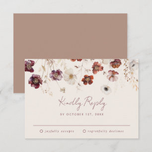 Cartons Réponse Fleur sauvage Automne Champ Beige Mariage