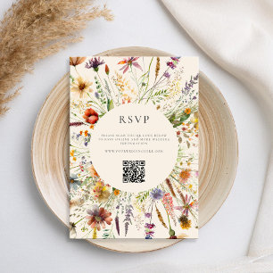 Cartons Réponse Fleur sauvage Boho minimaliste Mariage Floral
