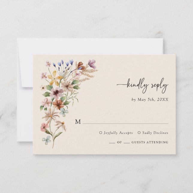 Cartons Réponse Fleur sauvage Boho vintage (Devant)