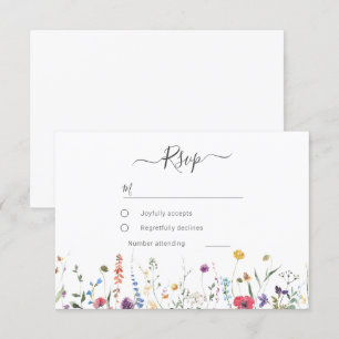 Cartons Réponse Fleur sauvage coloré Mariage d'été du printemps