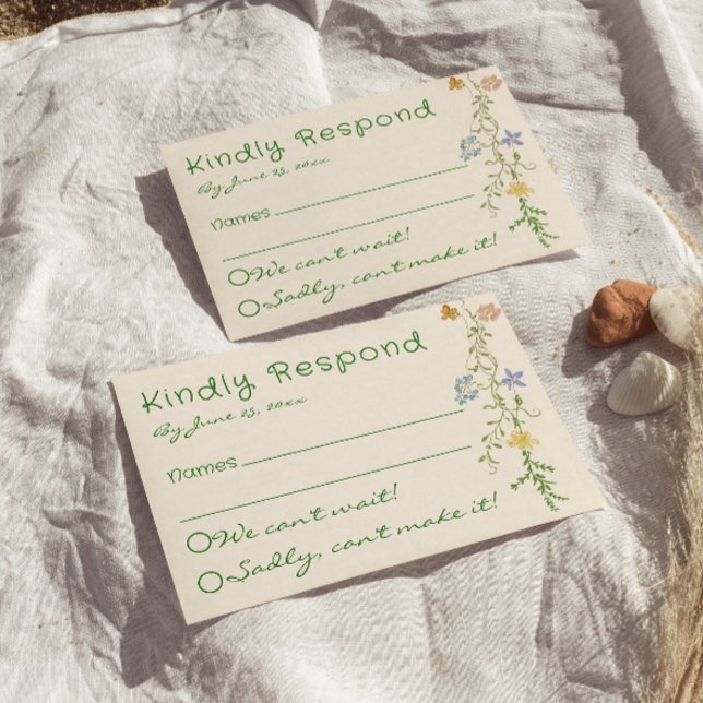 Cartons Réponse Fleur sauvage coloré Pastel Mariage (Créateur téléchargé)