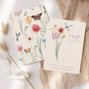 Cartons Réponse Fleur sauvage coloré simple Mariage floral