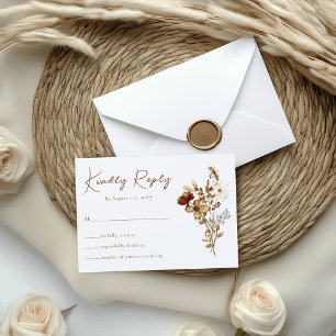 Cartons Réponse Fleur sauvage d'aquarelle en terre cuite Boho Wedd