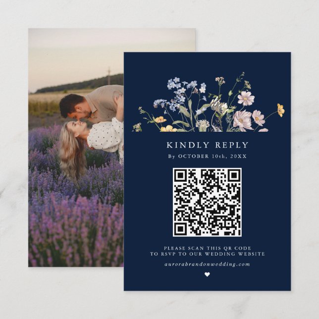 Cartons Réponse Fleur sauvage de printemps de la marine Meadow Gar (Devant / Derrière)