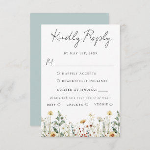 Cartons Réponse Fleur sauvage d'été Mariage de terrain