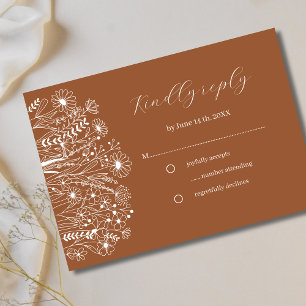 Cartons Réponse Fleur sauvage Elegant Boho Burnt Orange Wedding RS
