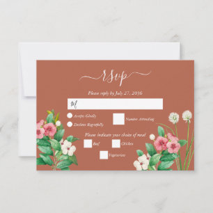 Cartons Réponse Fleur sauvage Periwinkle Orange Terracotta Mariage