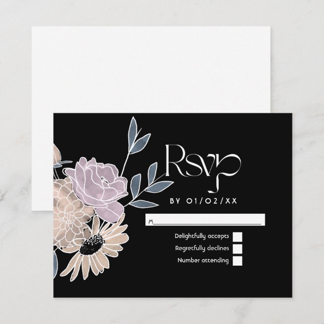 Cartons Réponse Fleurs aquarelle Mariage (Devant / Derrière)