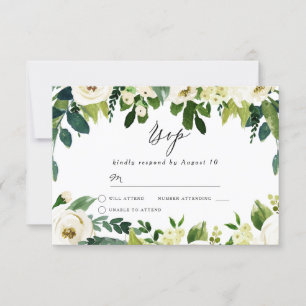 Cartons Réponse Fleurs blanches élégantes Beau Mariage de printemp