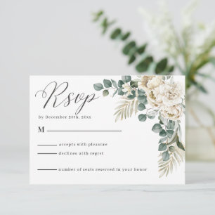 Cartons Réponse Fleurs blanches minimalistes vert Eucalyptus Maria