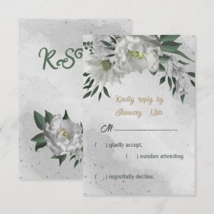 Cartons Réponse fleurs blanches romantiques verdure mariage botani