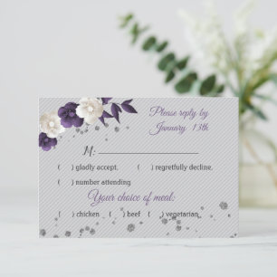 Cartons Réponse Fleurs blanches violettes et poussiéreuses gris