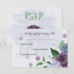 Cartons Réponse Fleurs bleu pourpre vert feuille mariage