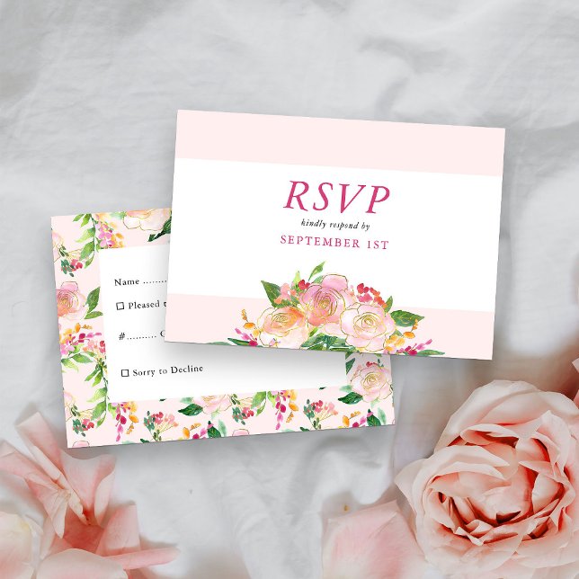 Cartons Réponse Fleurs Chic Rose et Or (Pretty RSVP card from my Floral Chic Quinceanera Collection
)