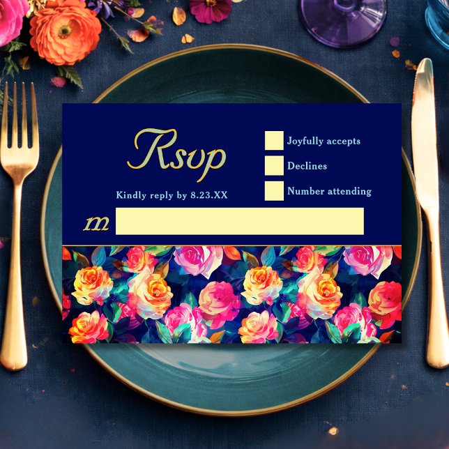 Cartons Réponse Fleurs colorées élégantes mariage (Créateur téléchargé)