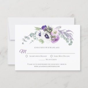 Cartons Réponse Fleurs d'aquarelle blanche violette Lavande