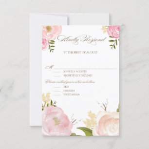 Cartons Réponse Fleurs d'aquarelle romantique Mariage Entree