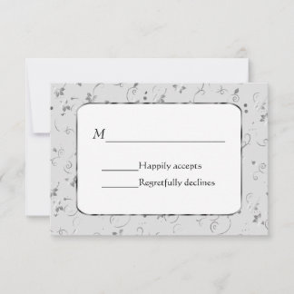 Cartons Réponse Fleurs d'argent sur Mariage gris