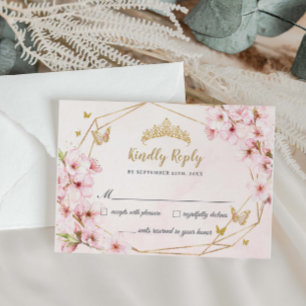 Cartons Réponse Fleurs de cerisier élégantes Quinceañera Douce 16