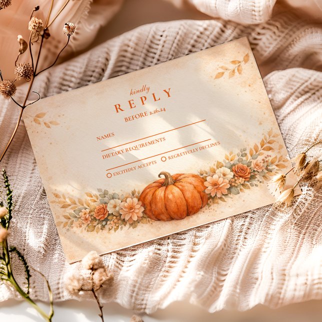 Cartons Réponse Fleurs de citrouille rustiques pour la rentrée sco (Créateur téléchargé)