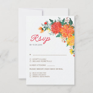 Cartons Réponse Fleurs de Dahlia de mariage Jaune Orange Pastel Pr