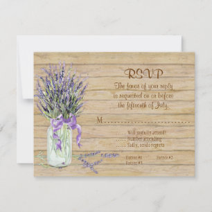Cartons Réponse Fleurs de lavande Mason Jar Aquarelle Bois rustiqu
