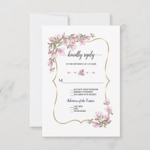 Cartons Réponse Fleurs de magnolia aquarelle Fleurissent Mariage O