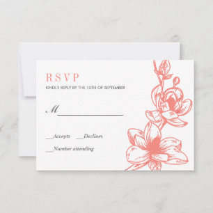 Cartons Réponse Fleurs de Magnolia de Corail tendance   Mariage RS