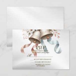 Cartons Réponse Fleurs de mariage cloches Rubans bleu rose Beau