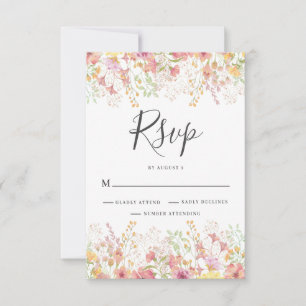Cartons Réponse Fleurs de mariage florales de couleur rose
