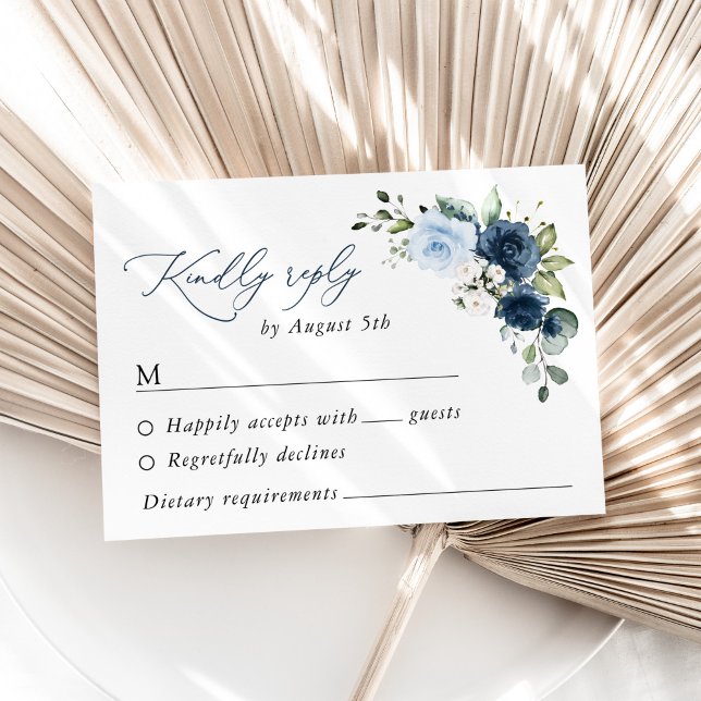 Cartons Réponse Fleurs de marine, Fleurs bleues, Boho, Mariage flo (Créateur téléchargé)