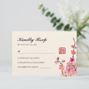 Cartons Réponse fleurs de peinture à l'encre chinoise mariage