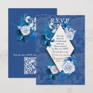 Cartons Réponse Fleurs de rose blanche sur papier motif bleu