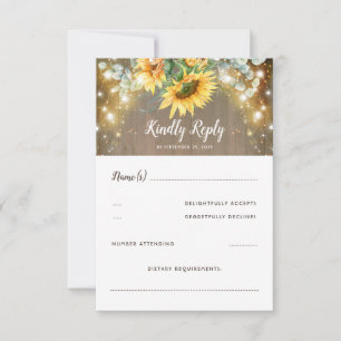 Cartons Réponse Fleurs de soleil et lumières Mariage campagnard ru