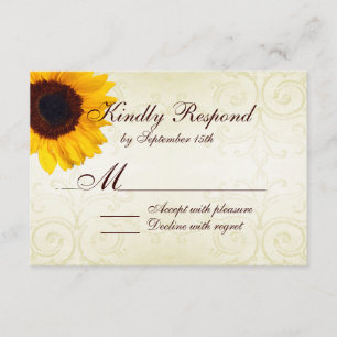 Cartons Réponse Fleurs de soleil rustiques tournoient mariage cart