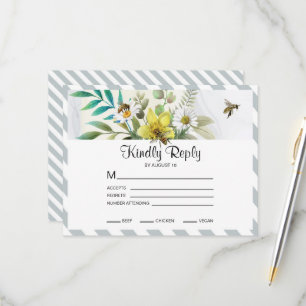 Cartons Réponse Fleurs d'été Cadre d'or