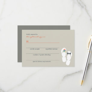 Cartons Réponse Fleurs d'été Mariée et Groom Flip Flops Mariage