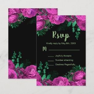 Cartons Réponse Fleurs élégantes rose chaud pour Sweet Sixteen