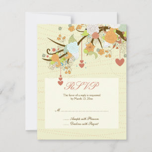 Cartons Réponse Fleurs fantaisistes romantiques + mariage de coeur