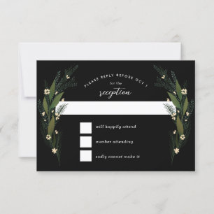 Cartons Réponse Fleurs Feuilles De Verdure Mariage Noir Esquisse