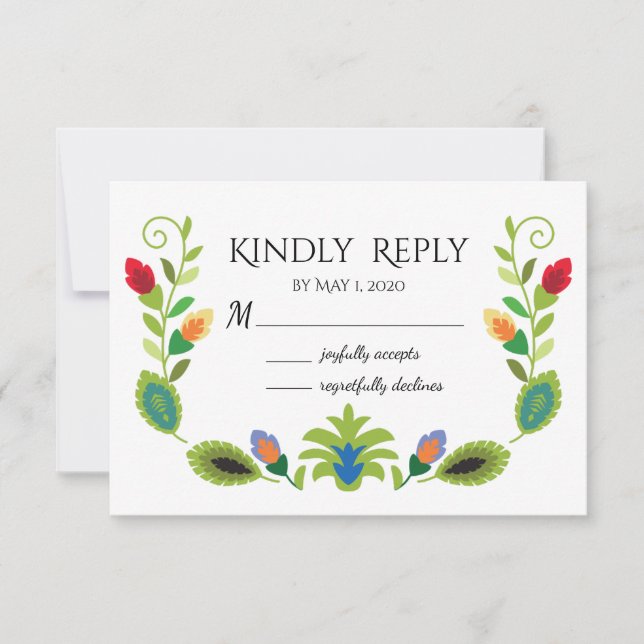 Cartons Réponse Fleurs folkloriques polonaises rouges (Devant)