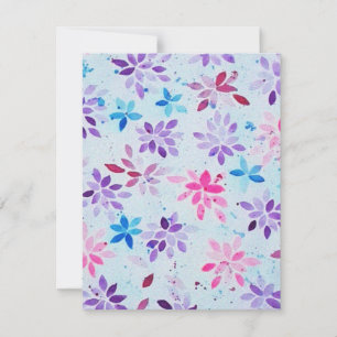Cartons Réponse Fleurs pourpres et roses à l'aquarelle fantaisiste